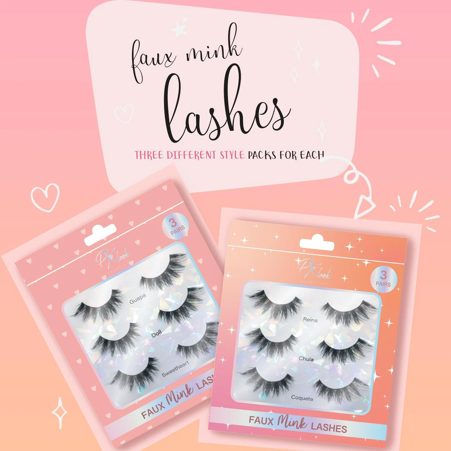 3 Pair Faux Mink Lashes Set - Image 4