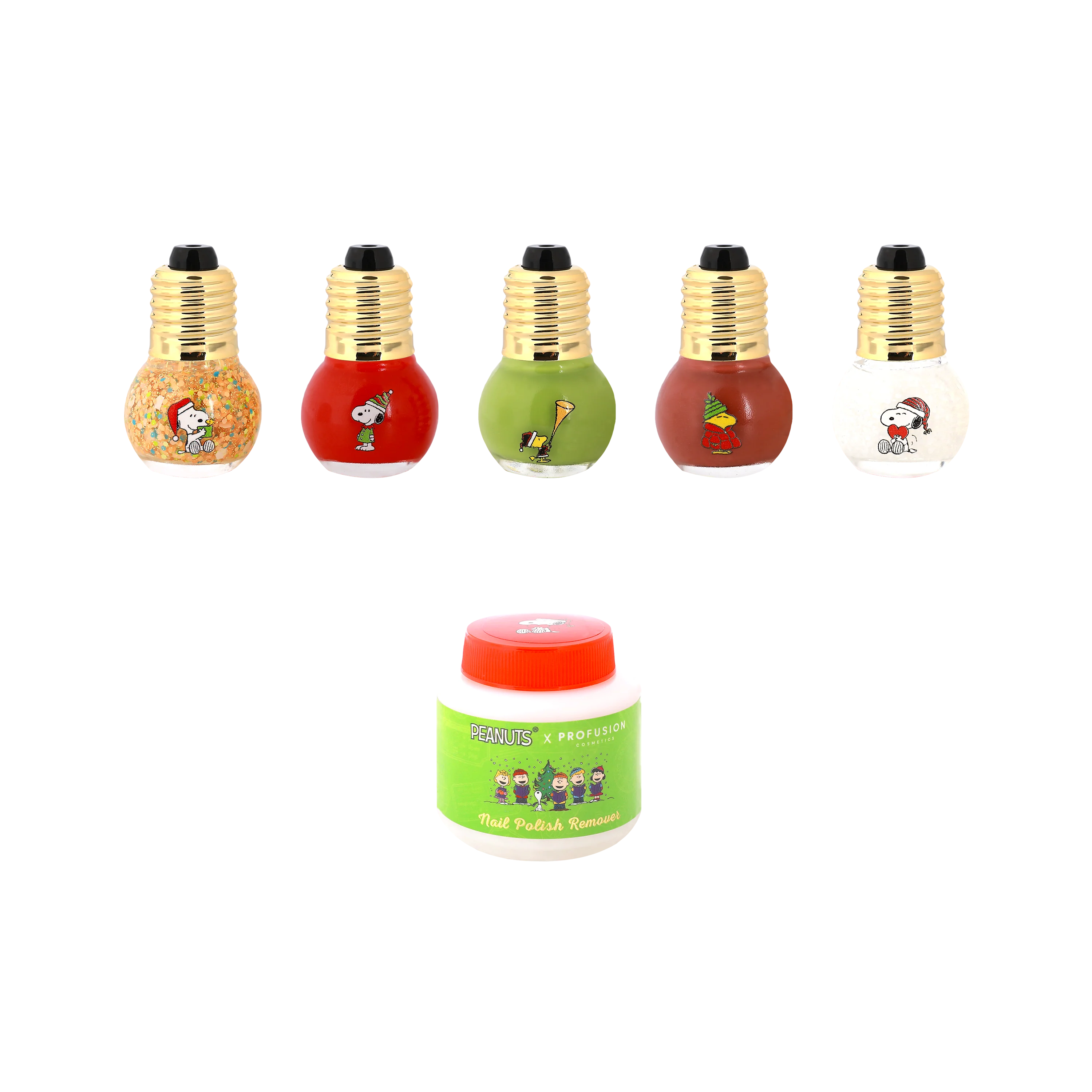 Peanuts Holiday | Sparkling With Joy 5 PC Nail Polish Set & Nail Polish Remover - Image 3