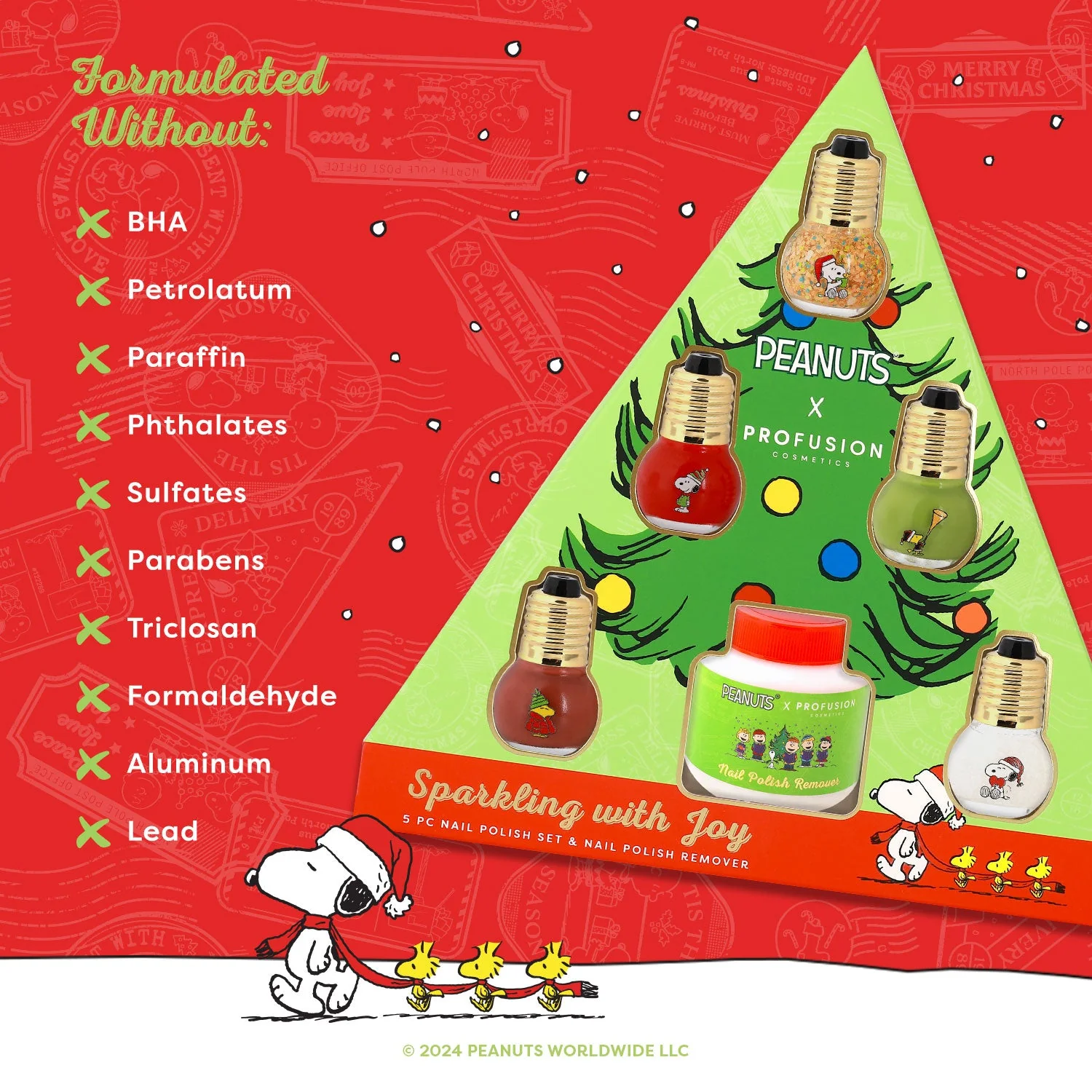 Peanuts Holiday | Sparkling With Joy 5 PC Nail Polish Set & Nail Polish Remover - Image 4