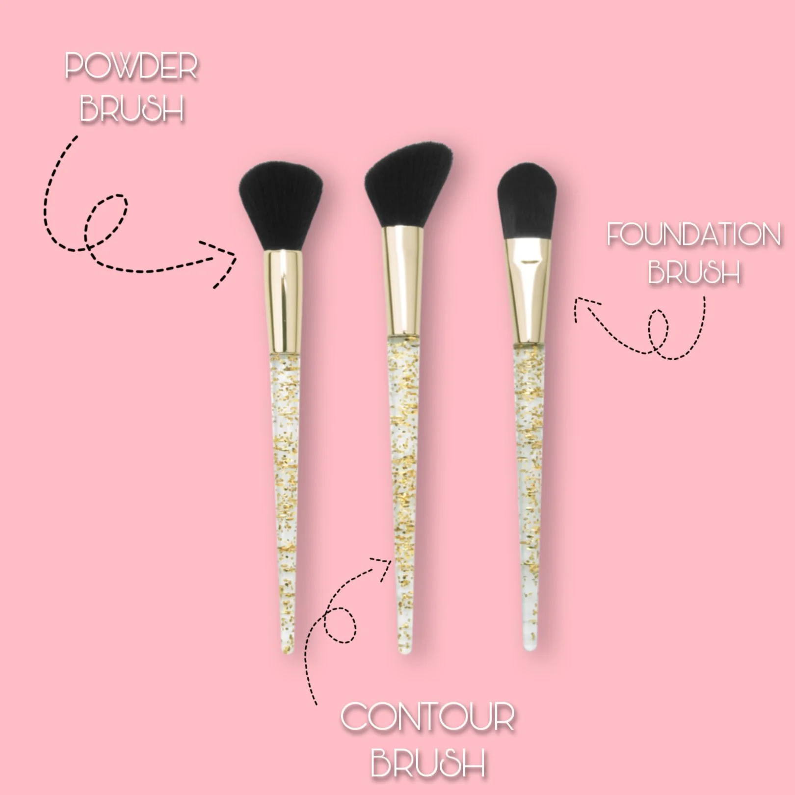 Gold Flakes 3-Piece Brush Set - Image 3