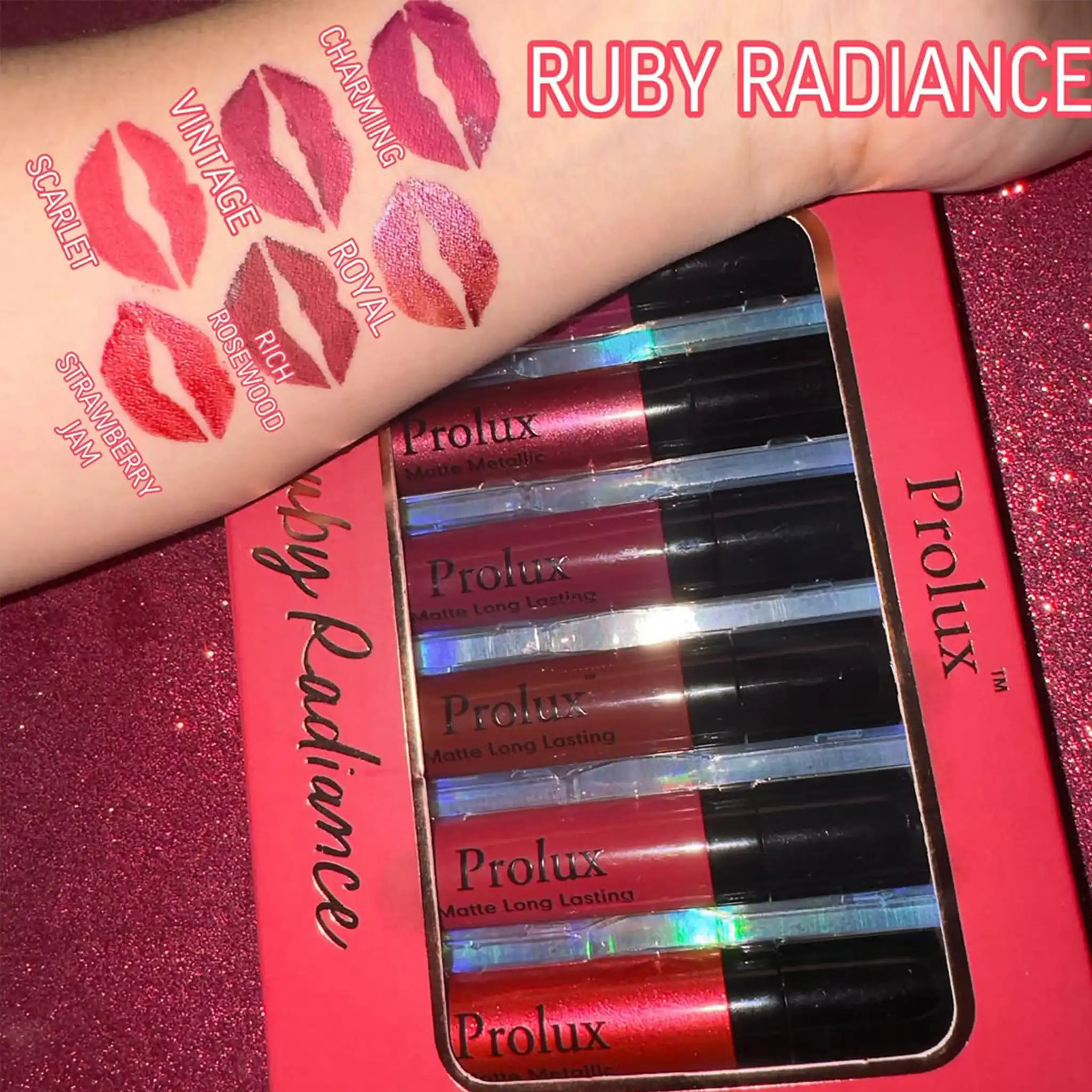 Ruby Radiance Metallic Matte Red Lipsticks - Image 4